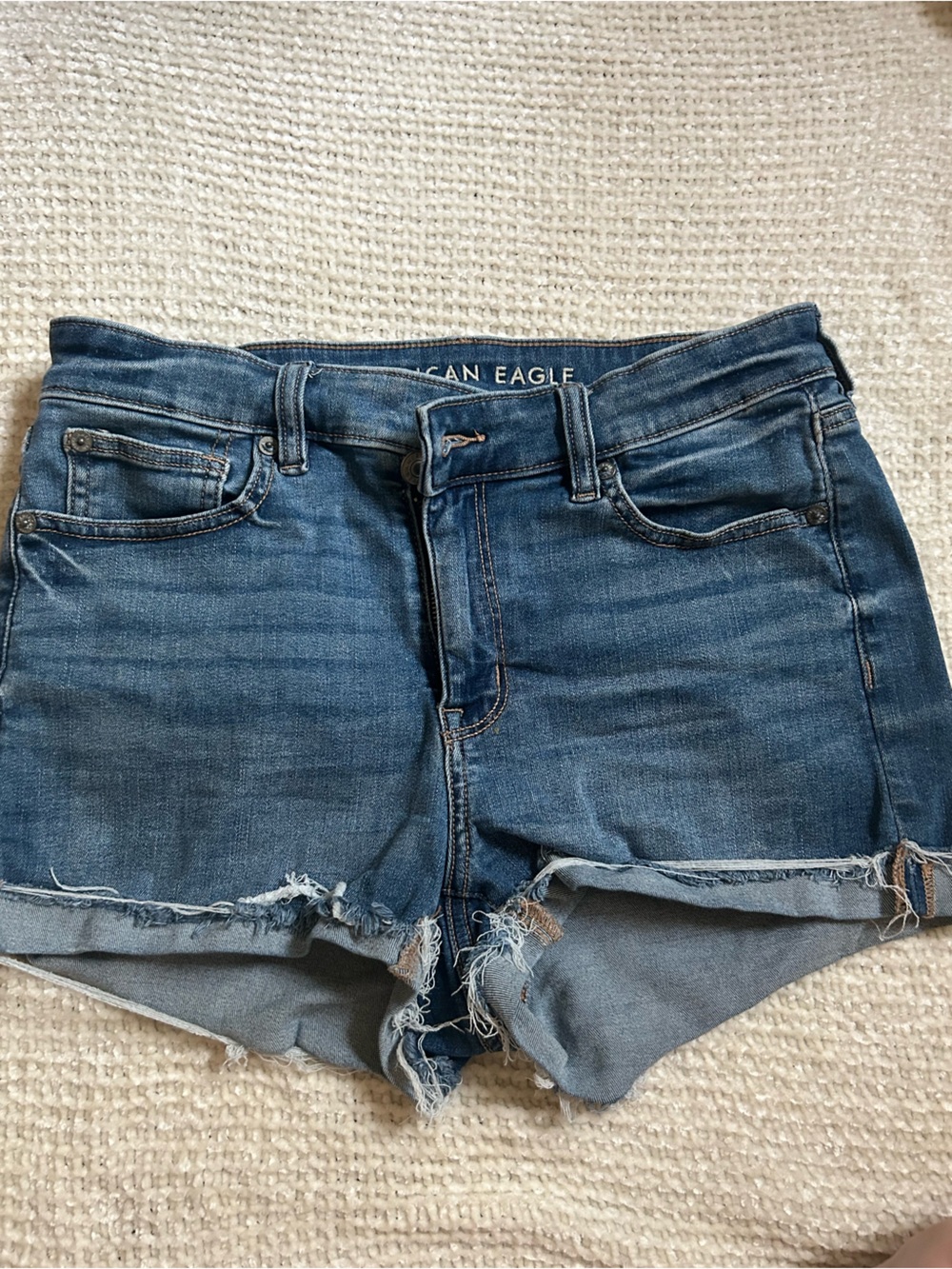 American Eagle Outfitters Distressed Blue Denim Ankle/Cropped Jeans
